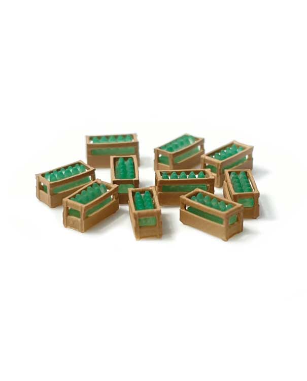 PREORDER Kato 085211049 N Wooden Boxes with Green Bottles -- pkg(10)