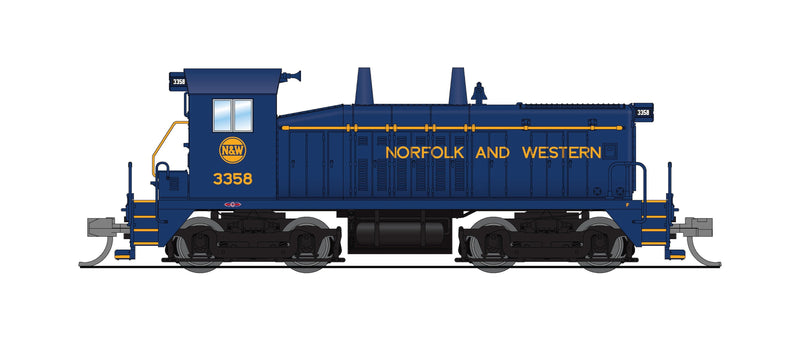 PREORDER BLI 9342 EMD SW7 Switcher, N&W 3358, Blue w/ Imitation Gold, Paragon4 Sound/DC/DCC, N