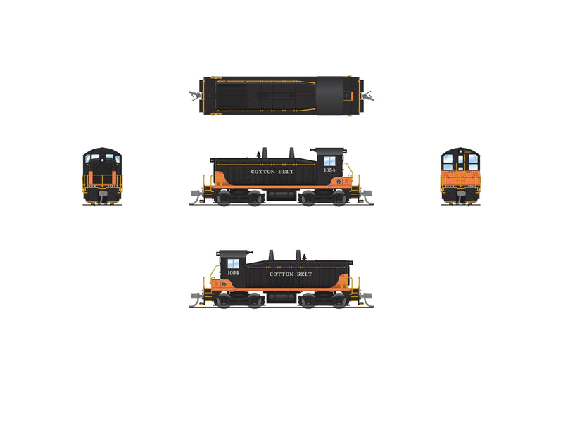 PREORDER BLI 9348 EMD SW7 Switcher, Cotton Belt 1054 Black & Orange, Paragon4 Sound/DC/DCC, N