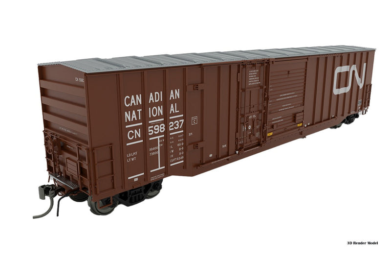 PREORDER Rapido 193005A HO Trenton Works 6348 Boxcar - Ready to Run -- Canadian National (Boxcar Red, Website Logo, yellow Conspicuity Marks)