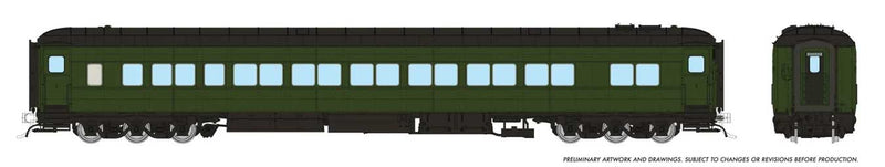 PREORDER Rapido HO 125099 Canadian Car & Foundry Balloon-Top Coach, Painted, Unlettered (green, black)