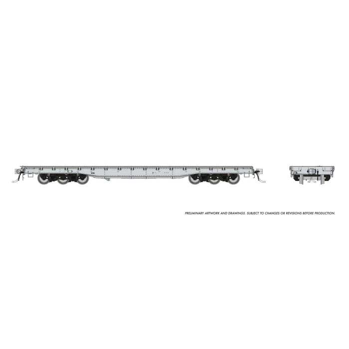PREORDER Rapido HO 199097 Magor 54' Department of Defense (DODX) Flatcar, Painted, Unlettered (gray)