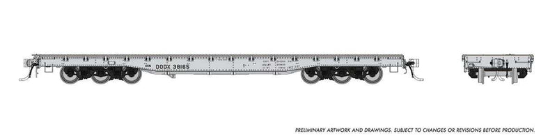 PREORDER Rapido HO 199005A Magor 54' Department of Defense (DODX) Flatcar, United States Navy DODX (silver, black)