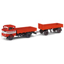 PREORDER Busch HO 95197 1965 IFA W50L Sp Low-Sided Delivery Truck with Trailer, Fire Department | 53.54