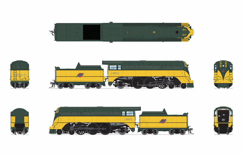 PREORDER (Brass Hybrid) Broadway Limited Imports HO 9545 4-6-2 Class ES Steam Locomotive, Chicago & North Western (Yellow Jacket-1944)