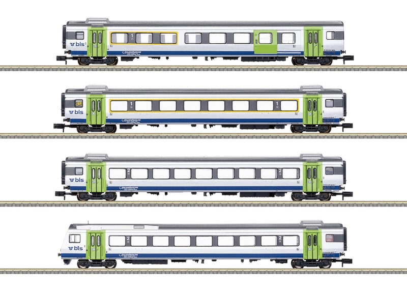 PREORDER Minitrix N 18293 Golden Pass EW III Type AD/A/B/Bt Cab Control Car, Bern-Lotschberg-Simplon (4-Pack)
