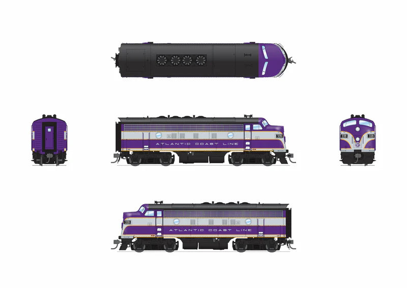 PREORDER Broadway Limited Imports 9651 HO EMD F3 A/B 339/339B, Purple & Silver, A-unit (DCC Ready), Unpowered B, Atlantic Coast Line | 263.99