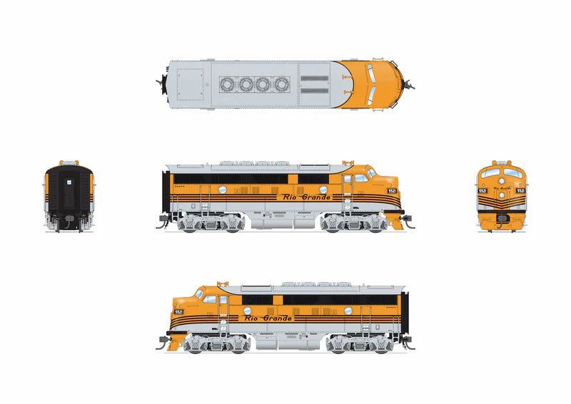 PREORDER Broadway Limited Imports 9666 HO EMD F3A/B 5521/5522, "Prospector Scheme", A-unit Paragon4 (DCC and Sound), Unpowered B, Denver & Rio Grande Western | 343.99