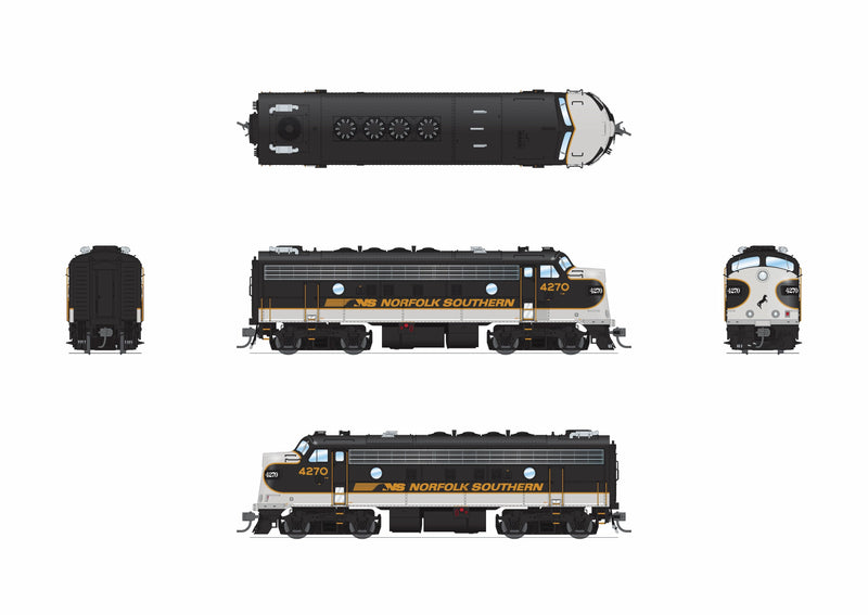 PREORDER Broadway Limited Imports HO 9700 EMD F9/F7 A/B Diesel Locomotive, Norfolk Southern Tuxedo Scheme