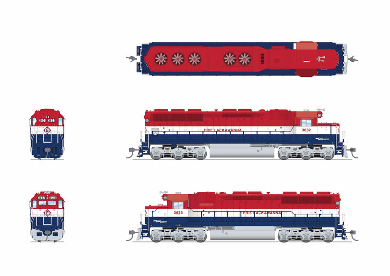 Broadway Limited Imports HO 9801 EMD SD45 Diesel Locomotive, Erie Lackawanna