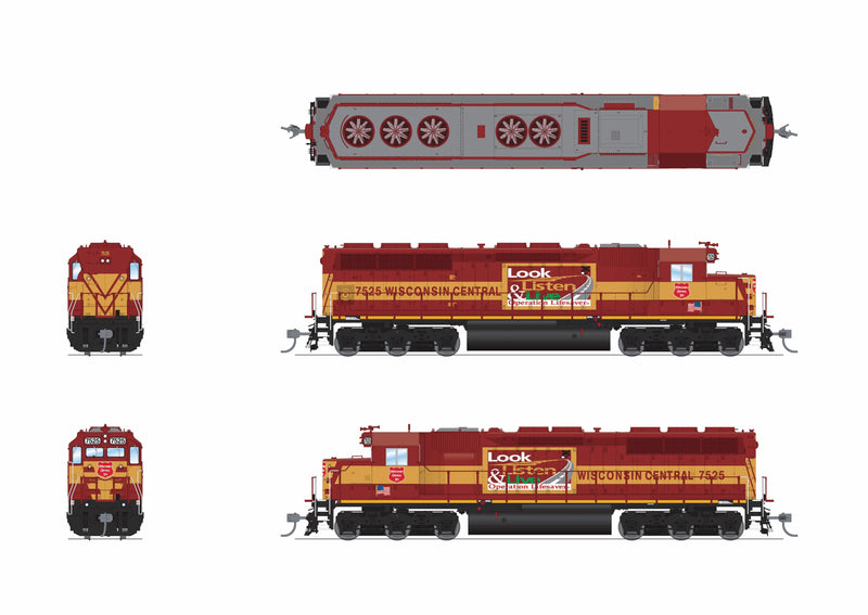 PREORDER Broadway Limited Imports HO 9822 EMD SD45 Diesel Locomotive, Wisconsin Central