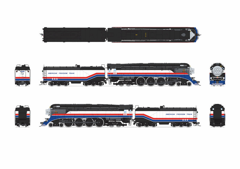 PREORDER Broadway Limited Imports HO 9841 GS-4 4-8-4 Steam Locomotive, Southern Pacific "1975 American Freedom Train"