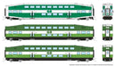 PREORDER Rapido 546017 N Bilevel Commuter Cab Car & 2 Coach Set - Ready to Run -- GO/Metrolinx Set #2 #257, 2838, 2857 (green, white)