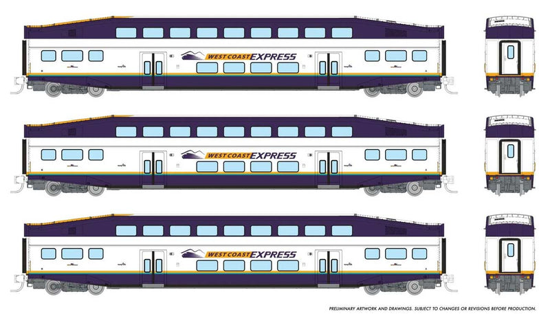 PREORDER Rapido 546033 N Bilevel Commuter Coach 3-Pack - Ready to Run -- West Coast Express