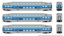 PREORDER Rapido 546004 N Bilevel Commuter Cab Car & 2 Coach Set - Ready to Run -- AMT Montreal Set #1 #2001, 2024, 2031 (blue, gray)