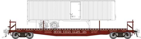 PREORDER Rapido 138016 HO Class F30D 50' TOFC Flatcar w/Random Trailer 6-Pack - Ready to Run -- Pennsylvania Railroad (As-Delivered, Tuscan)