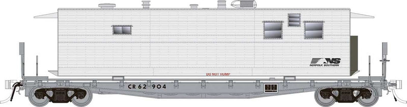 PREORDER Rapido 138104 HO Class F30A 50' Flatcar w/Office, Kitchen, Diner Trailer 3-Pack - Ready to Ru -- Norfolk Southern