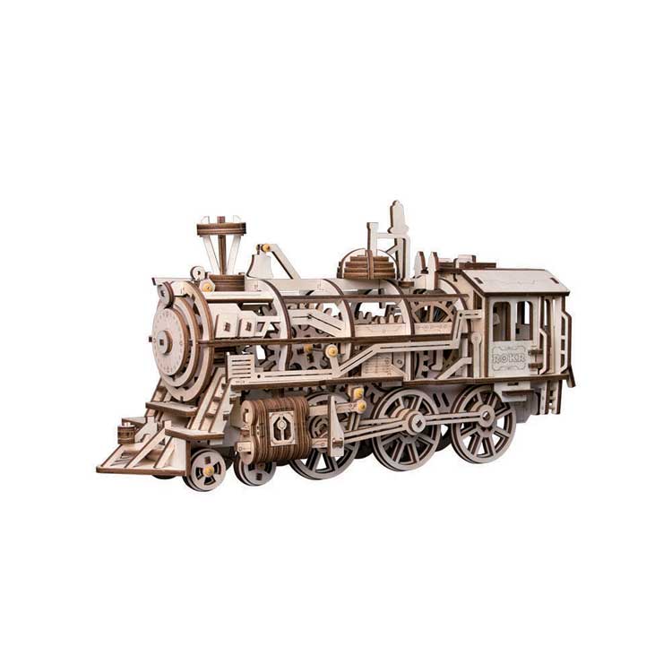 Robotime LK701 Mechanical Locomotive with Wind-Up Gearing, 3D Wooden Puzzle
