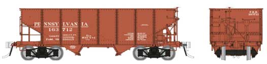 Rapido 148018A Class GLa 2-Bay Hopper - Ready to Run -- Pennsylvania Railroad (Early w/Arch Bar Trucks, Tuscan), HO