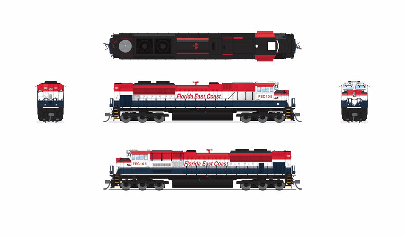 PREORDER Broadway Limited Imports N 9968 EMD SD70ACe, Florida East Coast (Paragon4 DCC & Sound Equipped)