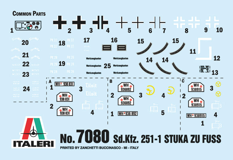 Italeri 7080 - SCALE 1 : 72 Sd. Kfz. 251/1 Wurfrahmen Stuka zu Fuss