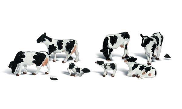 Woodland Scenics A2187 Scenic Accents(R) Animal Figures -- Holstein Cows pkg(11), N Scale