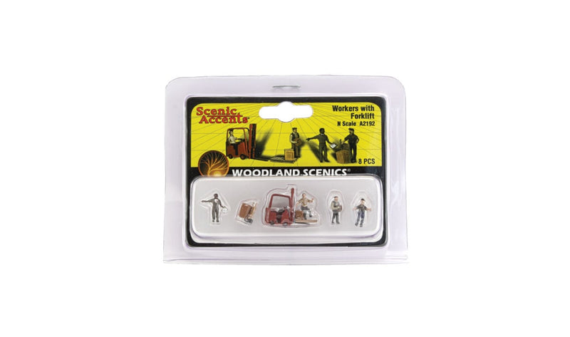 Woodland Scenics A2192 Scenic Accents(R) Figures -- Workers with Forklift, N Scale