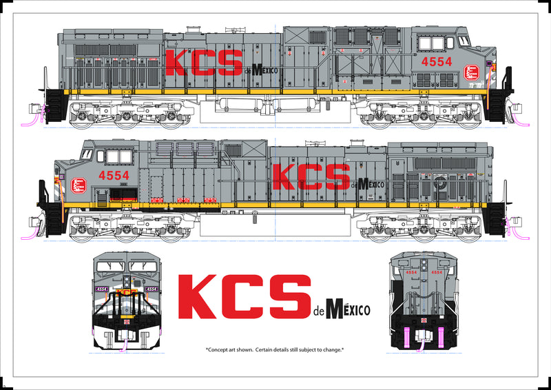 PREORDER Kato 1767045 N GE AC4400CW Low Numberboards - Standard DC -- Kansas City Southern de Mexico