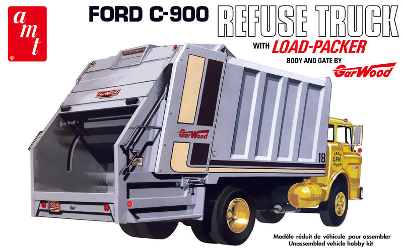 AMT AMT1247 FORD C-900 GAR WOOD LOAD PACKER GARBAGE TRUCK 1:25 SCALE MODEL KIT