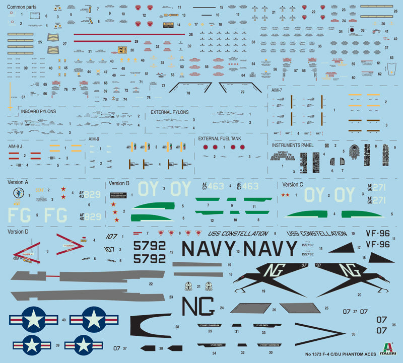 Italeri 1373 - SCALE 1 : 72 F-4 C/D/J PHANTOM II ACES USAF-US Navy Vietnam ACES