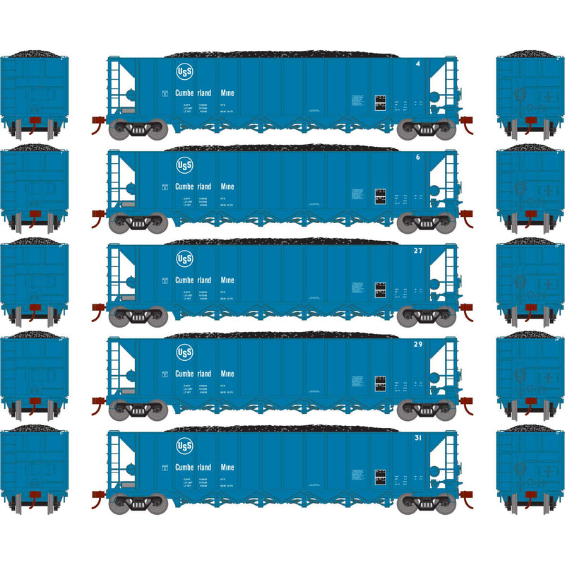 PREORDER Athearn ATH-1052 HO Ortner 5-Bay Hopper With Load, USSX