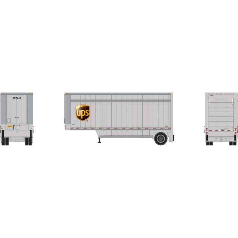 PREORDER Athearn ATH-1557 HO ATH 28' Parcel (PUP) Trailer, UPS With Shield