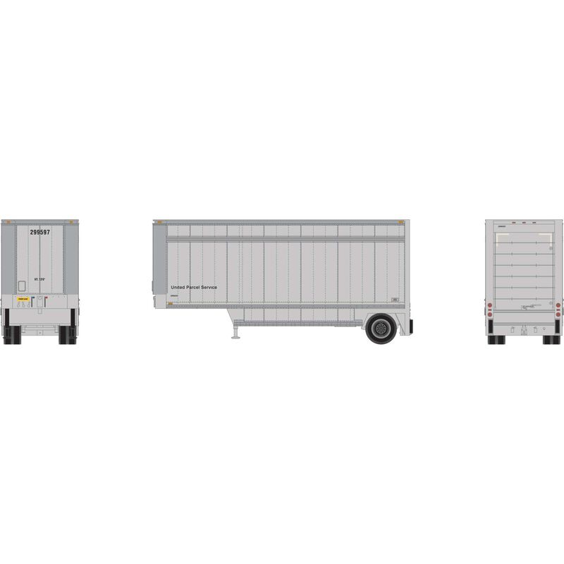 PREORDER Athearn ATH-1563 HO ATH 28' Parcel (PUP) Trailer, UPS Without Shield