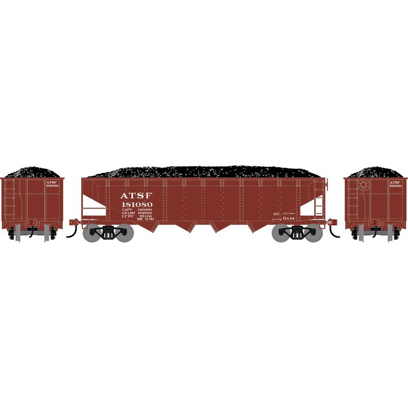 PREORDER Athearn ATH-1569 HO ATH 40' 4-Bay Offset Hopper With Load, ATSF