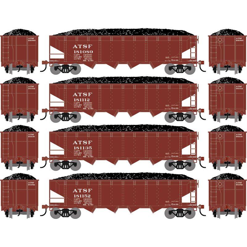 PREORDER Athearn ATH-1571 HO ATH 40' 4-Bay Offset Hopper With Load, ATSF