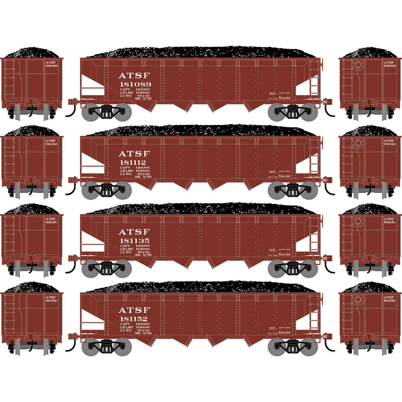 PREORDER Athearn ATH-1570 HO ATH 40' 4-Bay Offset Hopper With Load, ATSF