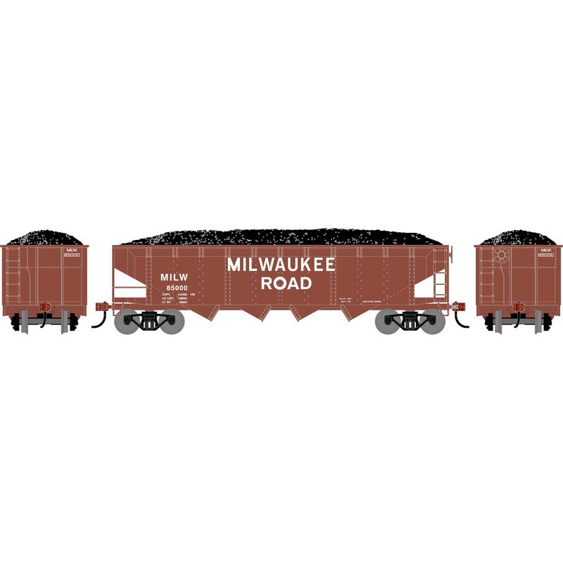 PREORDER Athearn ATH-1584 HO ATH 40' 4-Bay Offset Hopper With Load, MILW