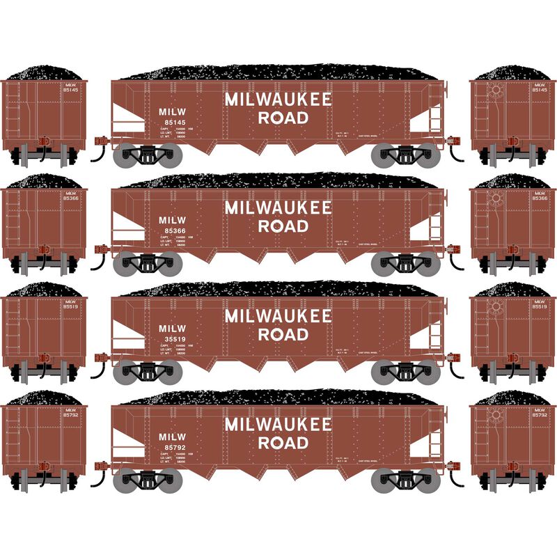 PREORDER Athearn ATH-1586 HO ATH 40' 4-Bay Offset Hopper With Load, MILW