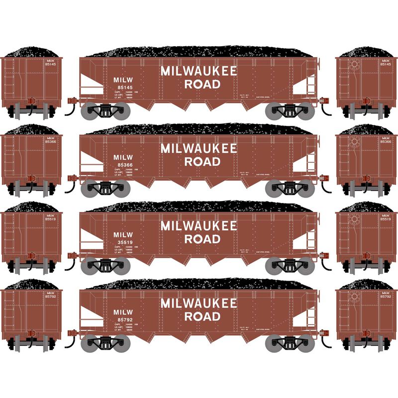 PREORDER Athearn ATH-1585 HO ATH 40' 4-Bay Offset Hopper With Load, MILW