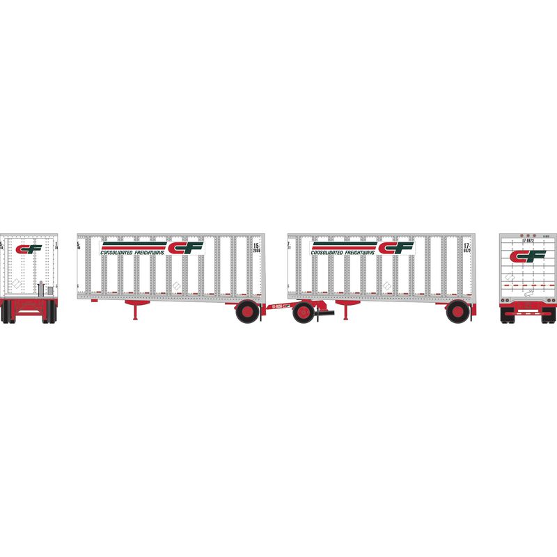 PREORDER Athearn ATH-1603 N ATH 28' Wedge Trailers Ext. Post (2) With Dolly, Consolidated Freight- Trailers: 15-2870 / 17-8676; Dolly: 01-0566