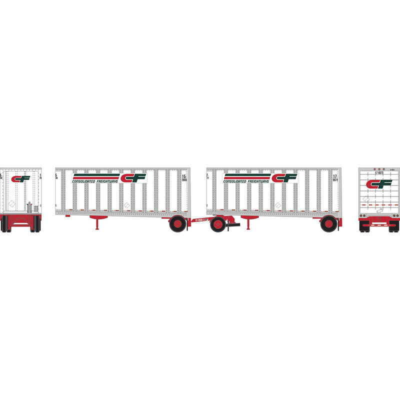 PREORDER Athearn ATH-1602 N ATH 28' Wedge Trailers Ext. Post (2) With Dolly, Consolidated Freight- Trailers: 15-2866/17-8672; Dolly: 01-0556