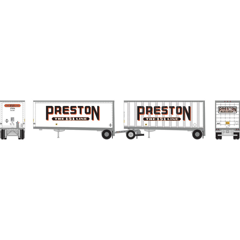 PREORDER Athearn ATH-1606 N ATH 28' Wedge Trailers Smooth Side/ Ext. Post (2) With Dolly, Preston- Trailers: 37506-SM; 36671-EP- Dolly: 102385