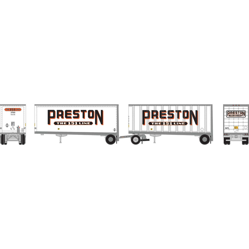 PREORDER Athearn ATH-1607 N ATH 28' Wedge Trailers Smooth Side/ Ext. Post (2) With Dolly, Preston- Trailers: 37510-SM / 36675-EP; Dolly: 102389