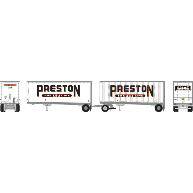 PREORDER Athearn ATH-1608 N ATH 28' Wedge Trailers Smooth Side/ Ext. Post (2) With Dolly, Preston- Trailers: 37514-SM / 36679-EP; Dolly: 102393