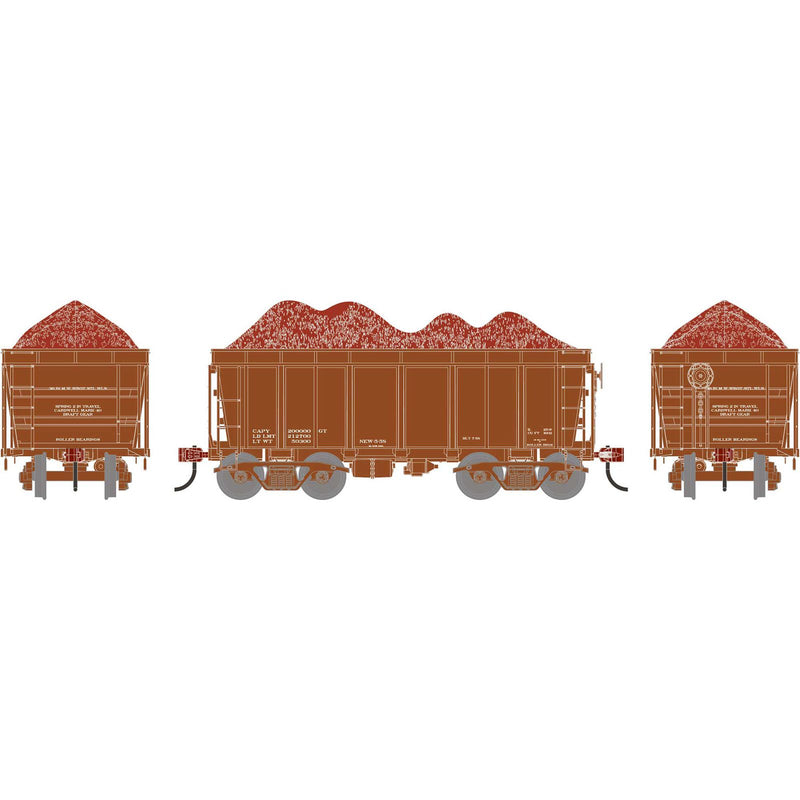 PREORDER Athearn ATH-1716 HO 26' PC&F Ore Car Tight-Bottom High Side With Load, Data Only Brown