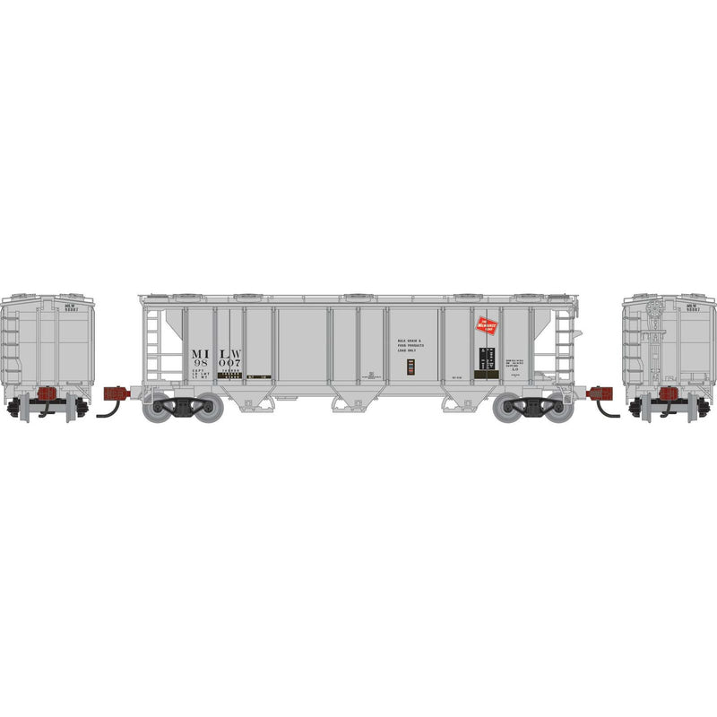 PREORDER Athearn ATH-1724 N PS-2 2893 3-Bay Covered Hopper, MILW Primed For Grime
