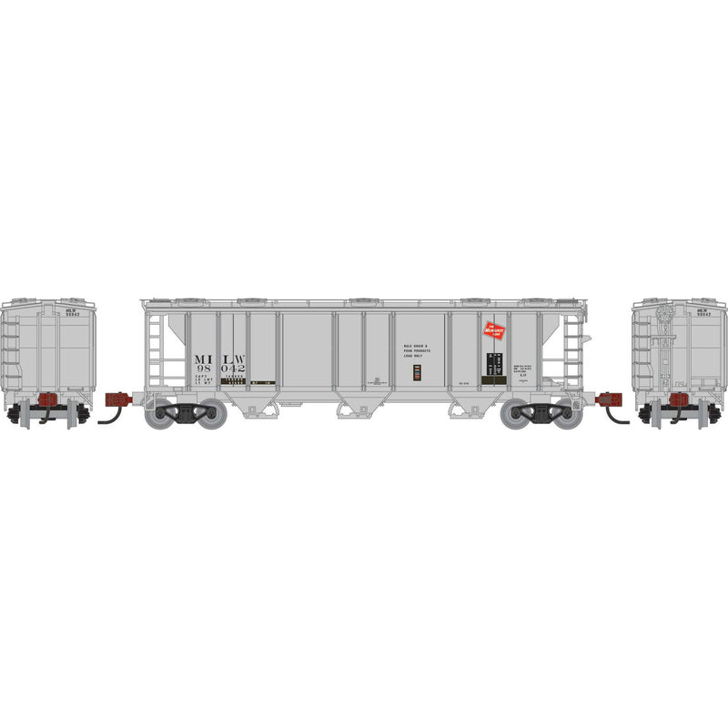 PREORDER Athearn ATH-1724 N PS-2 2893 3-Bay Covered Hopper, MILW Primed For Grime
