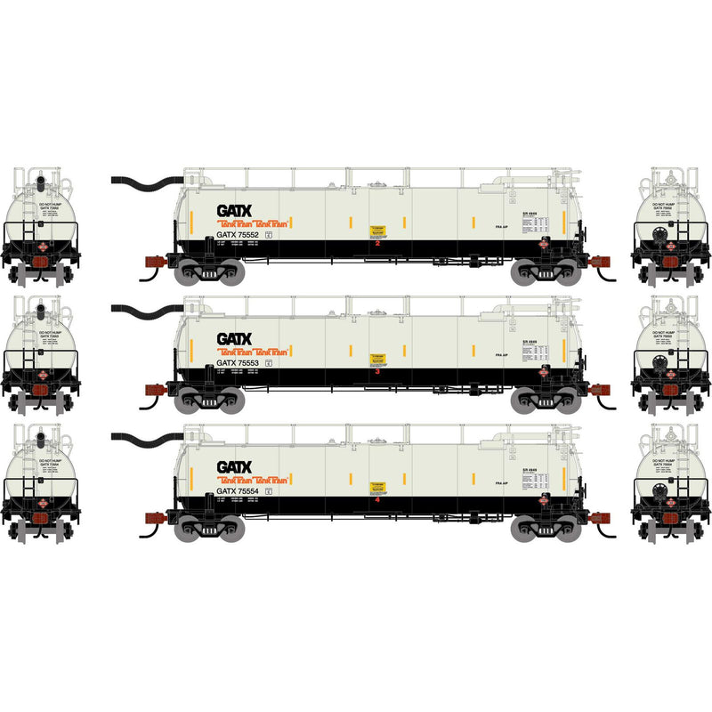 PREORDER Athearn ATH-1782 N TankTrain Intermediate, CGTX #75552 / #75553 / #75554 (3)