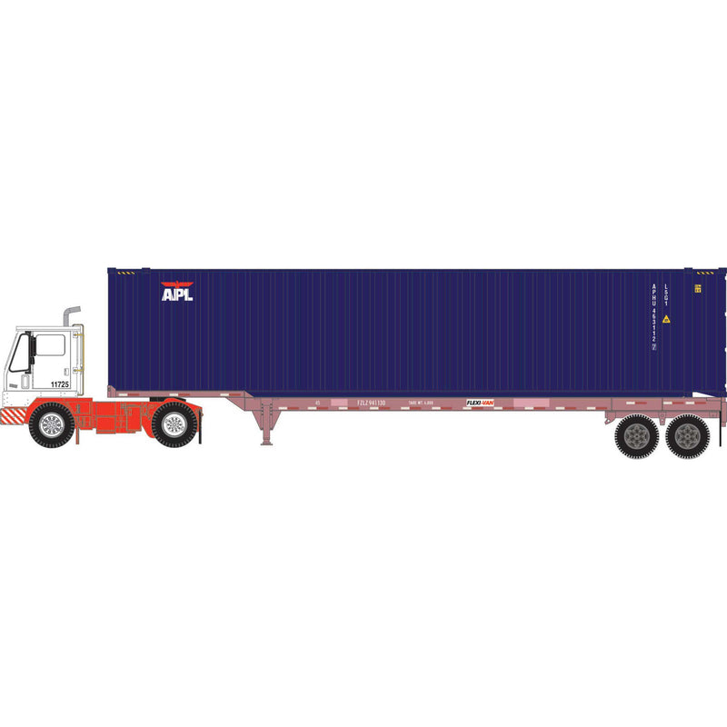 PREORDER Athearn ATH-1824 HO APHU Set, 45' Container #463112 7/45' Chassis #941130/Yard Tractor #11725 (3)