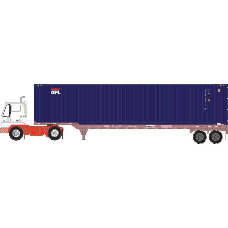 PREORDER Athearn ATH-1824 HO APHU Set, 45' Container #463112 7/45' Chassis #941130/Yard Tractor #11725 (3)